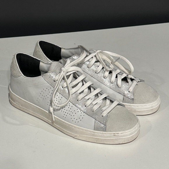 P448 White and Gray Low-Top Sneakers - Picture 1 of 7